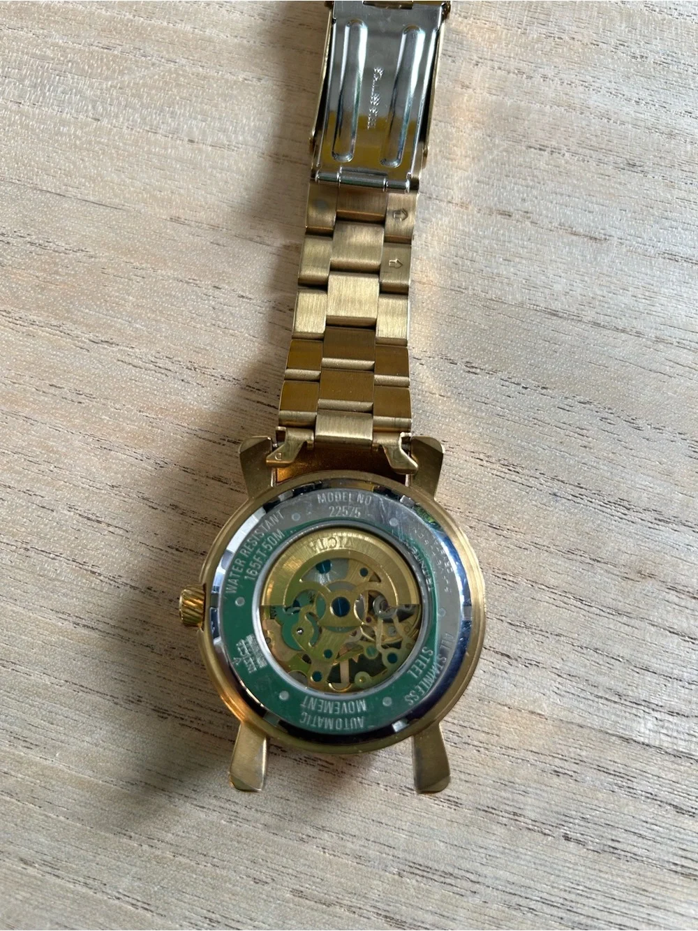 Invicta Gold-Tone Watch with Blue Skeleton Dial